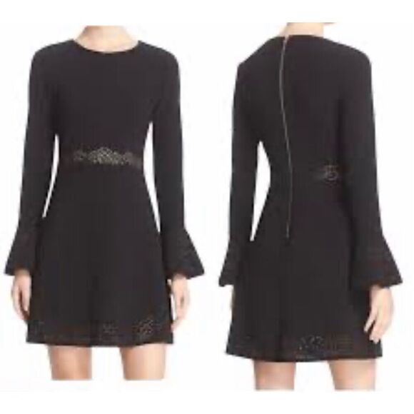 Parker Dress Sonoma Laser Cut Bell Womens Small Black Long Sleee Mini whimsigoth - Picture 13 of 13